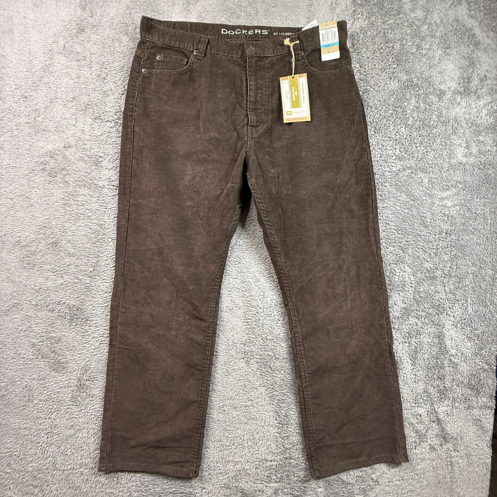 Dockers D3 Classic Fit Corduroy Pants Mens 36x30 Brown NWT Cotton Blend Straight